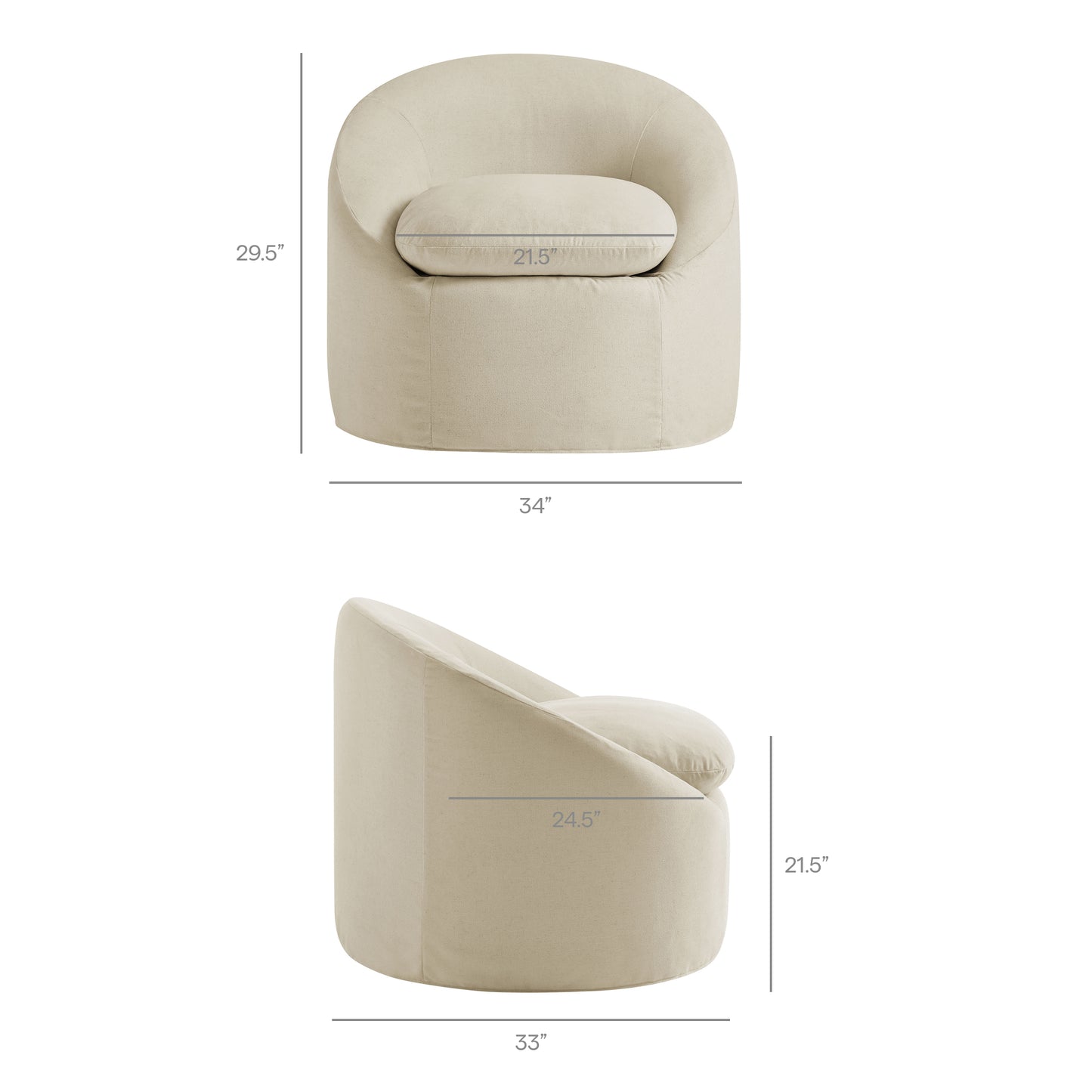 Lahinch Slipcovered Linen-Blend Round Accent Chair in Linen