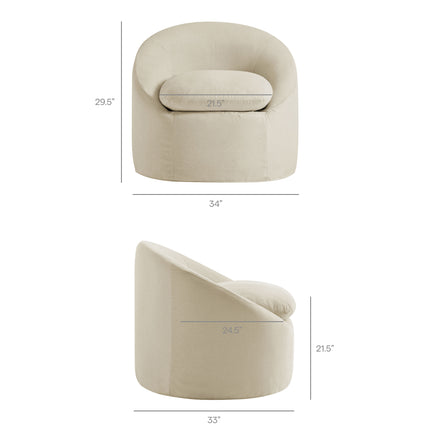 Sadie Slipcovered Linen-Blend Round Accent Chair in Linen