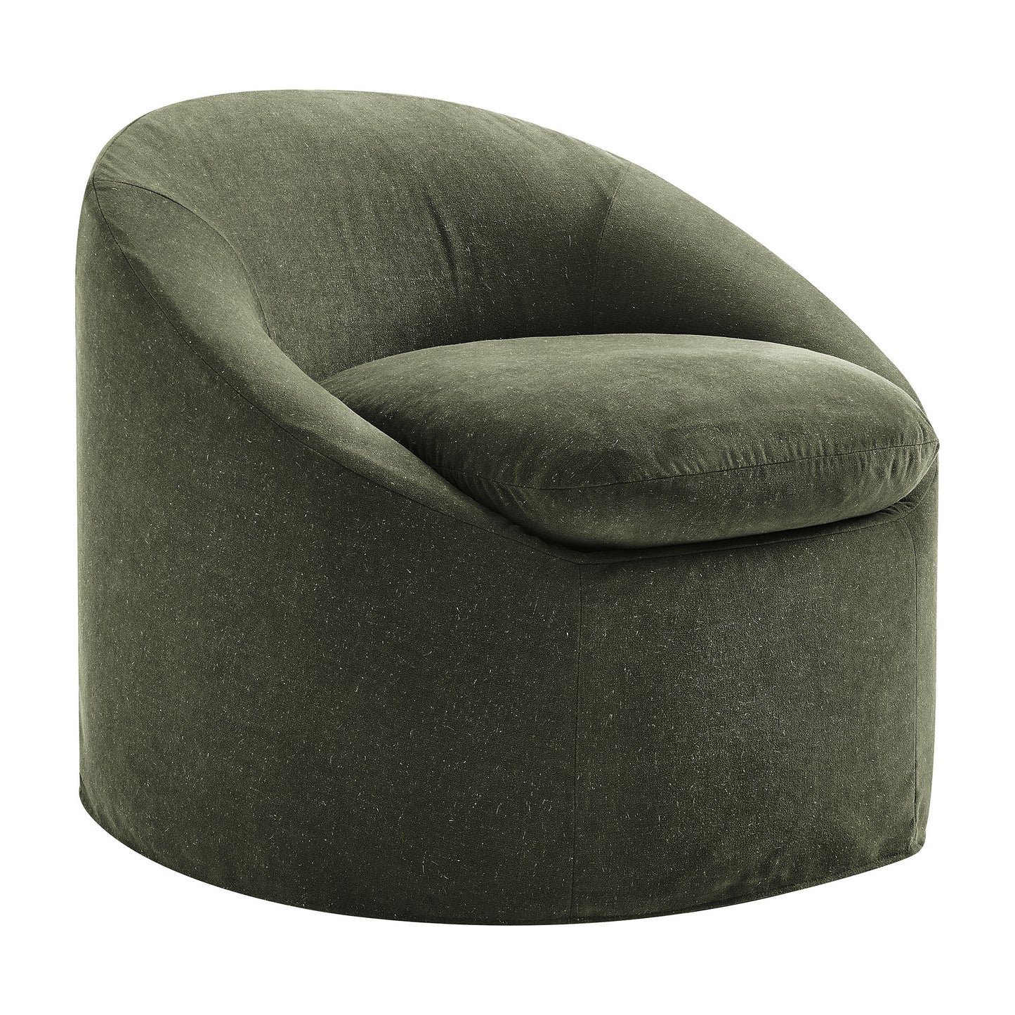 Lahinch Slipcovered Linen-Blend Round Accent Chair in Sage