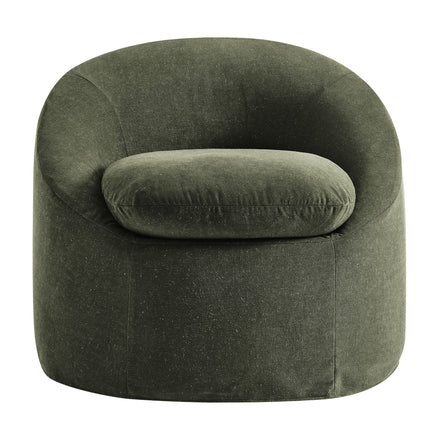 Sadie Slipcovered Linen-Blend Round Accent Chair in Sage