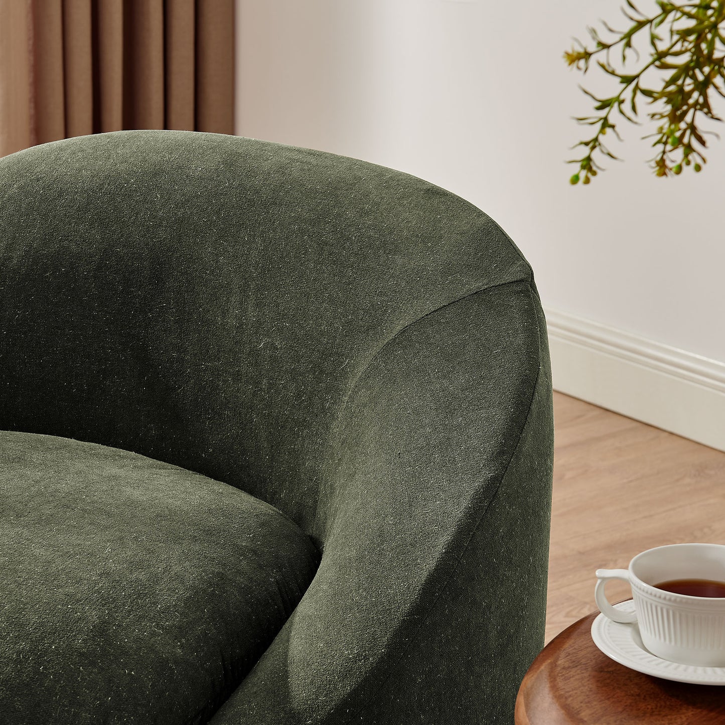 Lahinch Slipcovered Linen-Blend Round Accent Chair in Sage