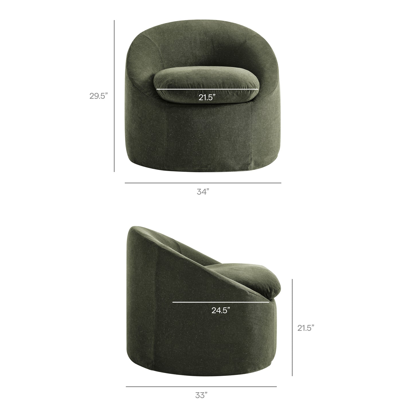 Lahinch Slipcovered Linen-Blend Round Accent Chair in Sage