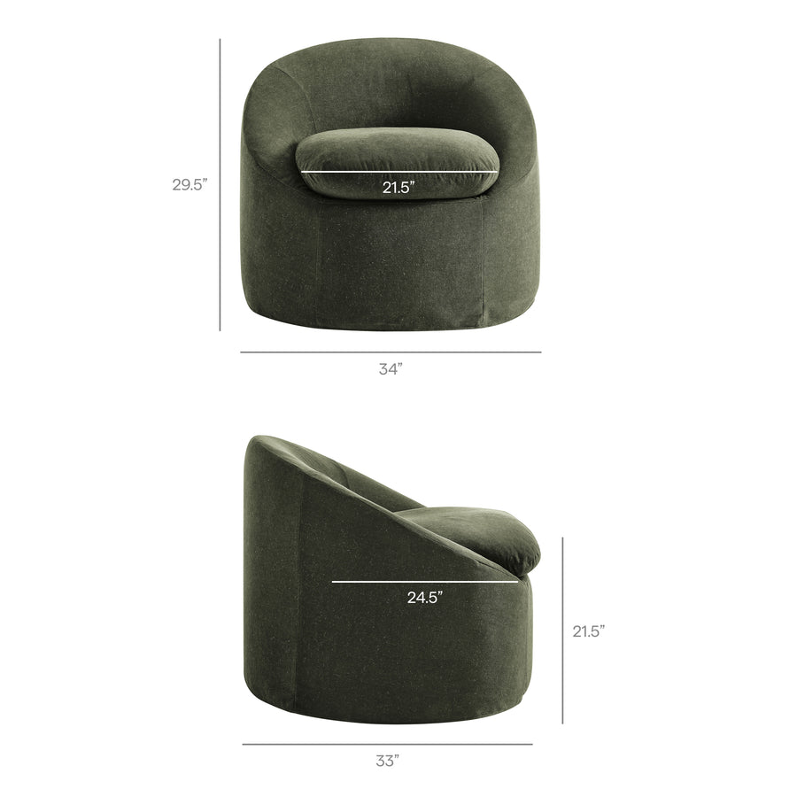 Lahinch Slipcovered Linen-Blend Round Accent Chair in Sage