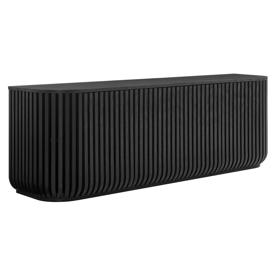 Hollis 75" Curved Sideboard Storage Cabinet in Black