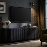 Hollis 75" Curved Sideboard Storage Cabinet in Black