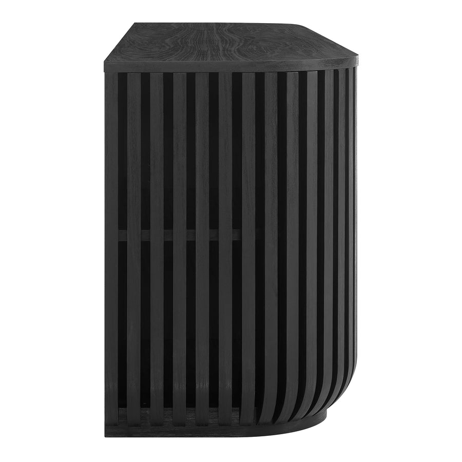 Hollis 75" Curved Sideboard Storage Cabinet in Black