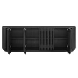 Hollis 75" Curved Sideboard Storage Cabinet in Black