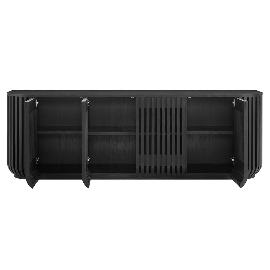 Hollis 75" Curved Sideboard Storage Cabinet in Black