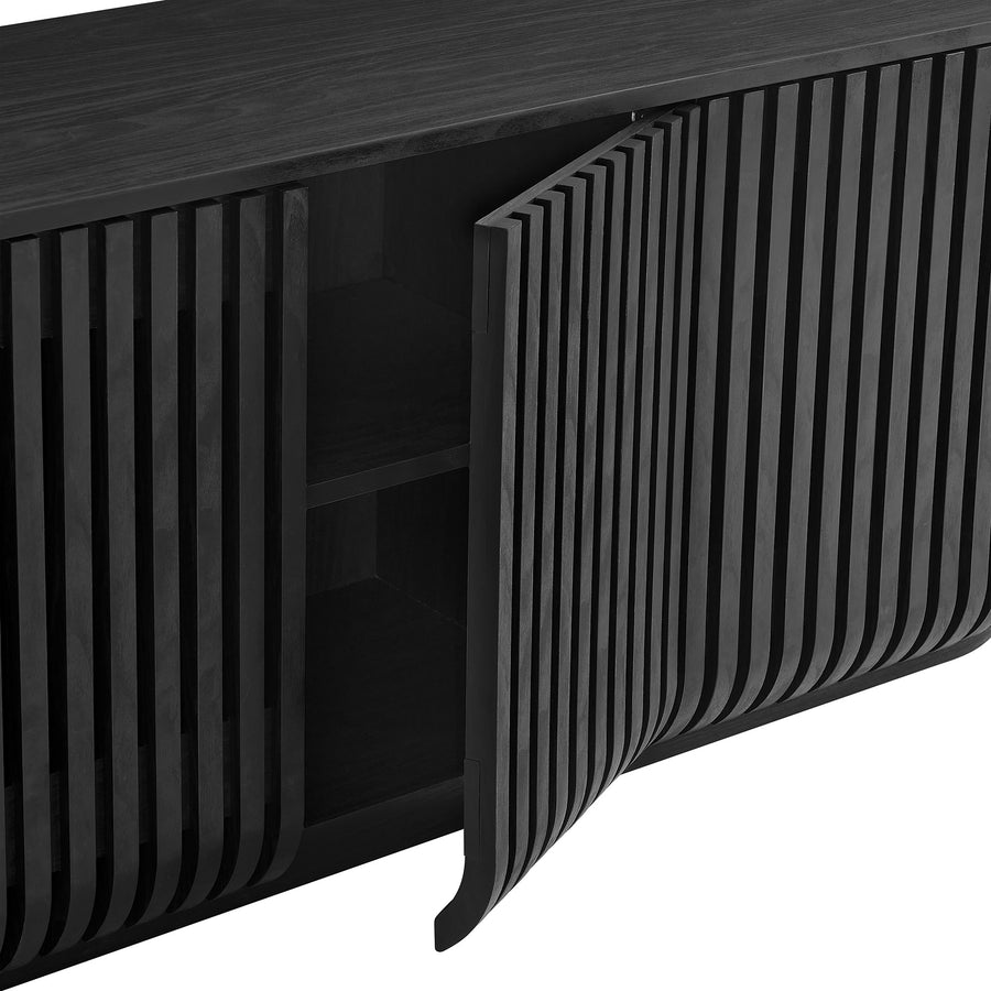 Hollis 75" Curved Sideboard Storage Cabinet in Black