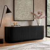Hollis 75" Curved Sideboard Storage Cabinet in Black
