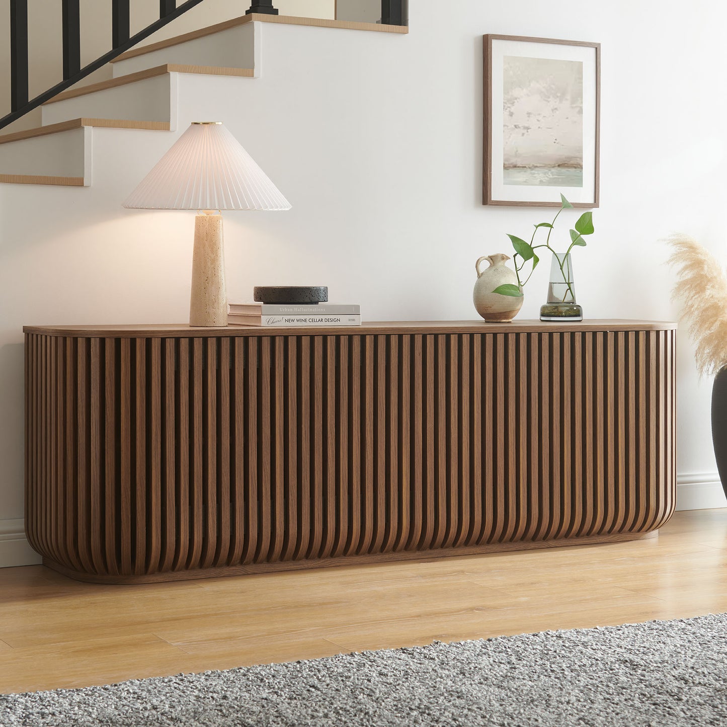 Fortitude 75" Curved Sideboard Storage Cabinet by Furniture For America
