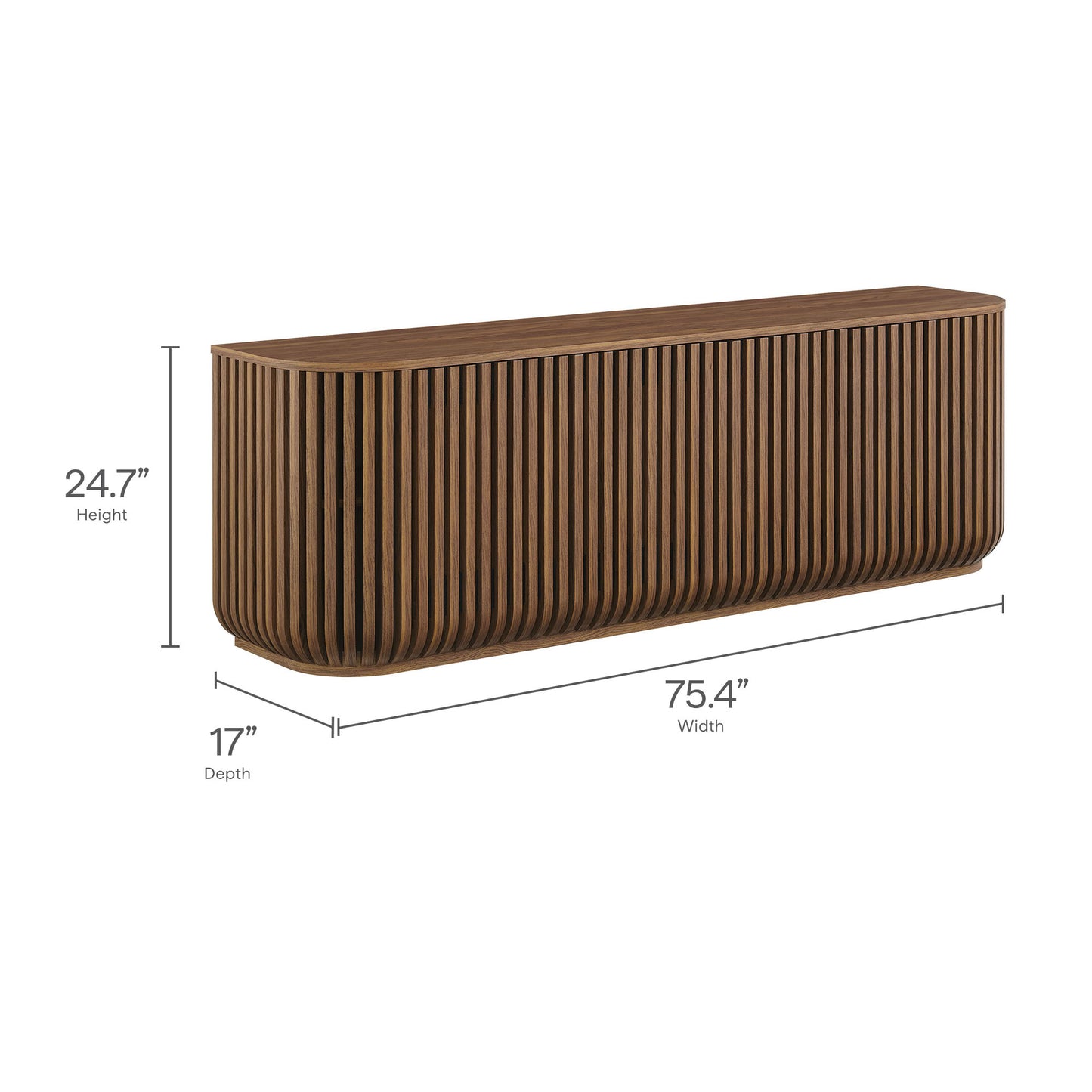 Fortitude 75" Curved Sideboard Storage Cabinet by Furniture For America