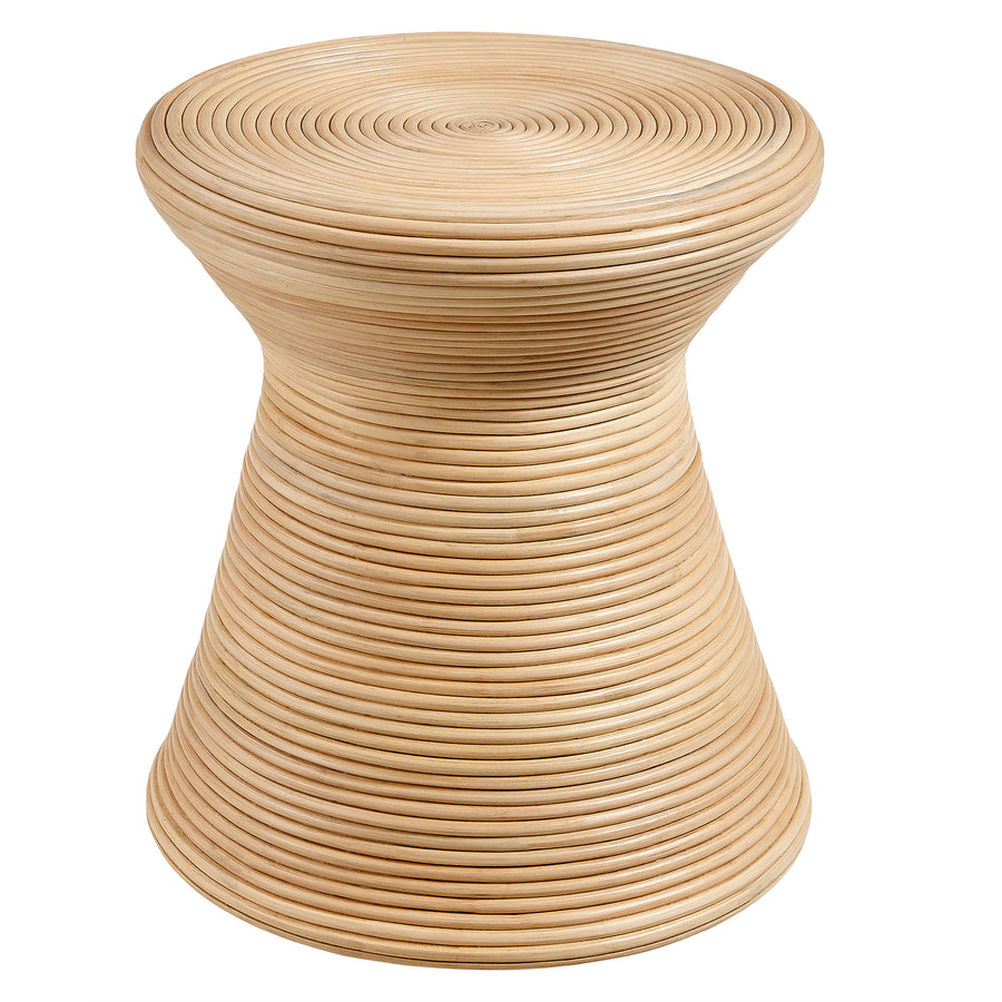 Helsingor Hourglass Natural Rattan Round Side Table in Natural