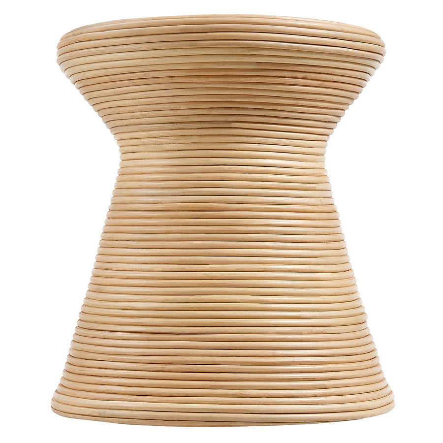 Helsingor Hourglass Natural Rattan Round Side Table in Natural