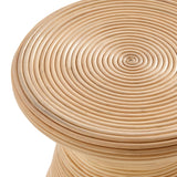 Helsingor Hourglass Natural Rattan Round Side Table in Natural