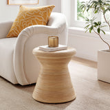 Helsingor Hourglass Natural Rattan Round Side Table in Natural