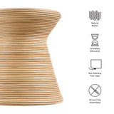 Helsingor Hourglass Natural Rattan Round Side Table in Natural
