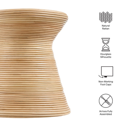 Tavi Hourglass Natural Rattan Round Side Table by Furniture for America