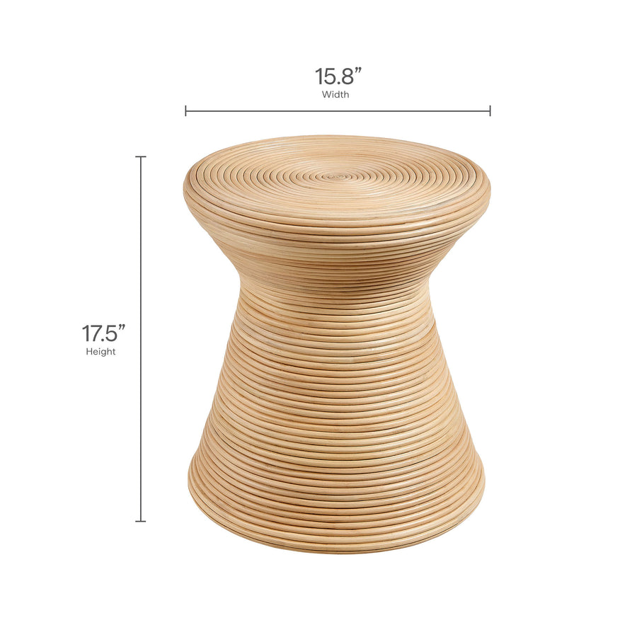 Helsingor Hourglass Natural Rattan Round Side Table in Natural
