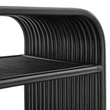 Isla Curved Natural Rattan Side Table in Black