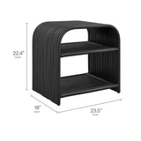 Isla Curved Natural Rattan Side Table in Black