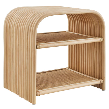 Eve Curved Natural Rattan Side Table in Natural