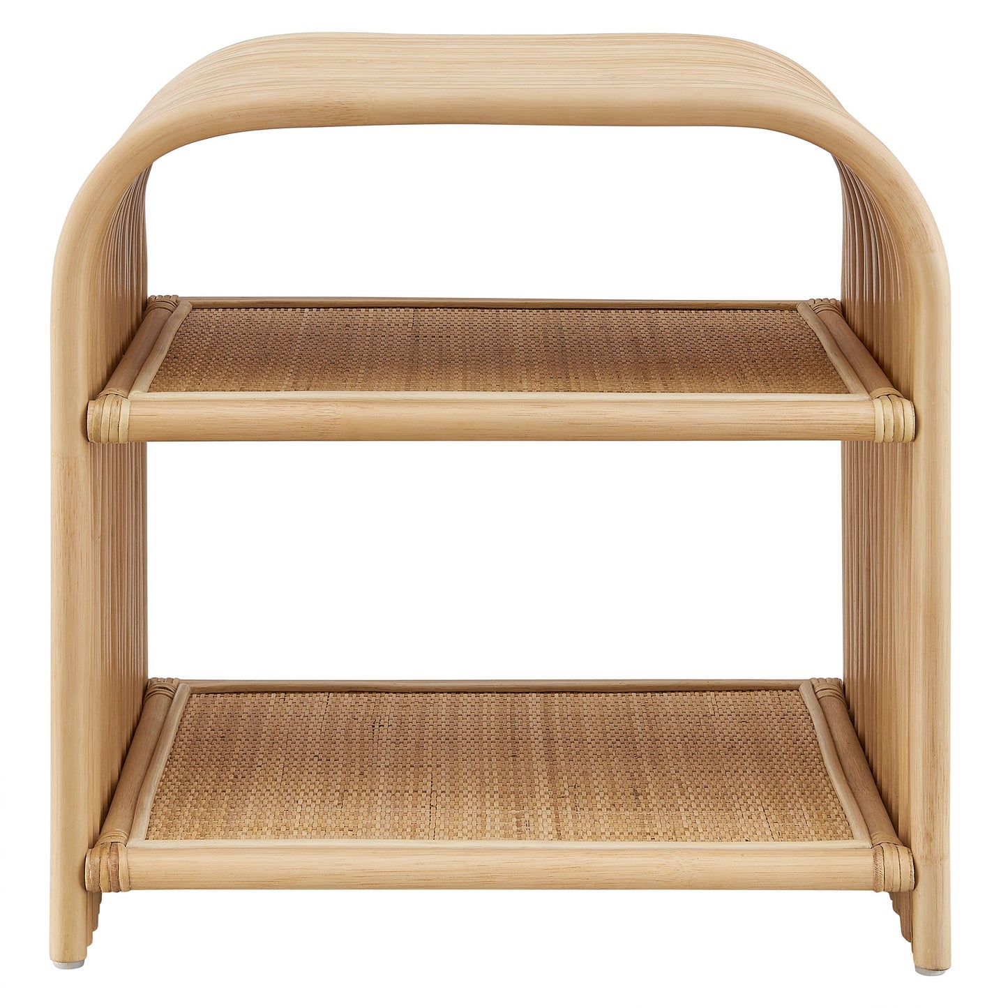 Eve Curved Natural Rattan Side Table by Furniture for America