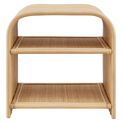 Eve Curved Natural Rattan Side Table by Furniture for America