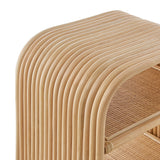 Isla Curved Natural Rattan Side Table in Natural