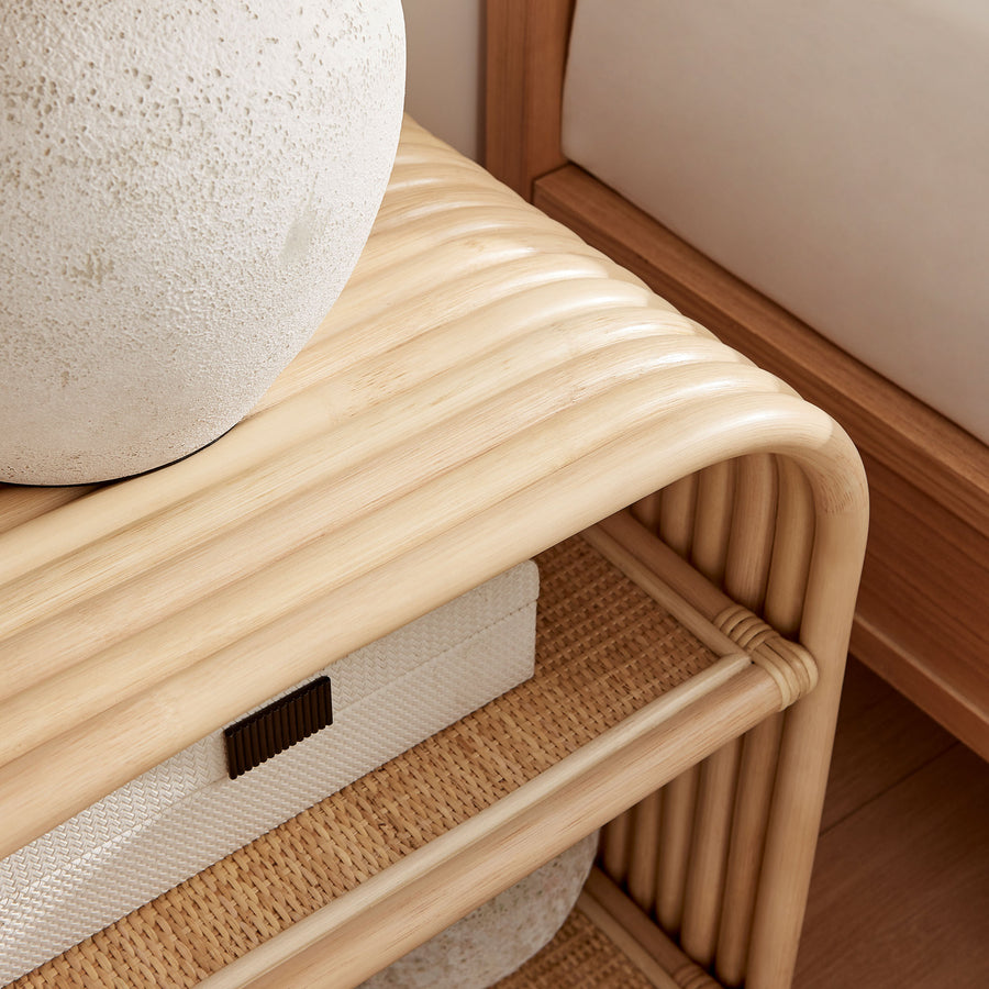 Isla Curved Natural Rattan Side Table in Natural