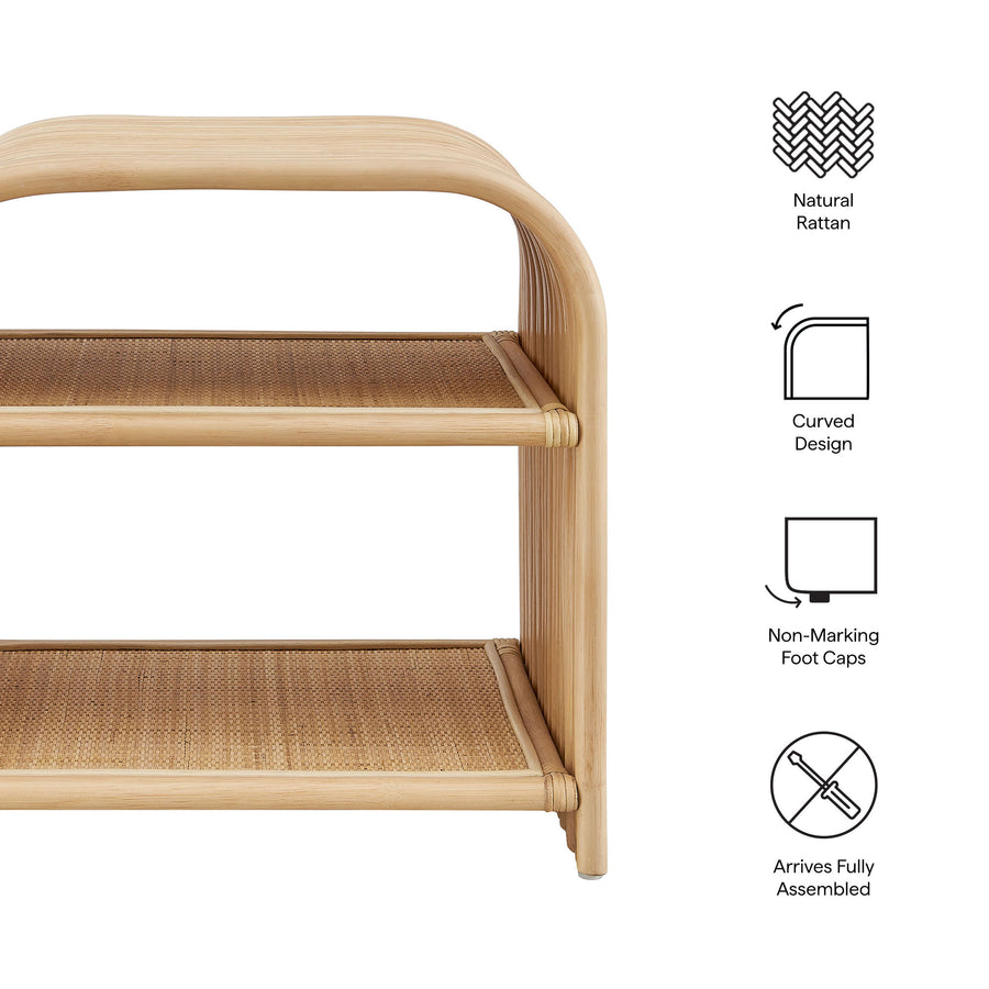 Isla Curved Natural Rattan Side Table in Natural