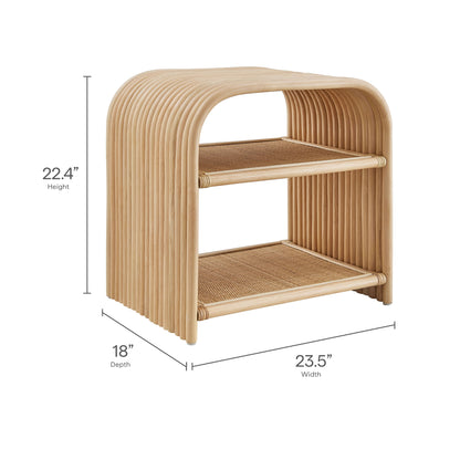 Eve Curved Natural Rattan Side Table by Furniture for America