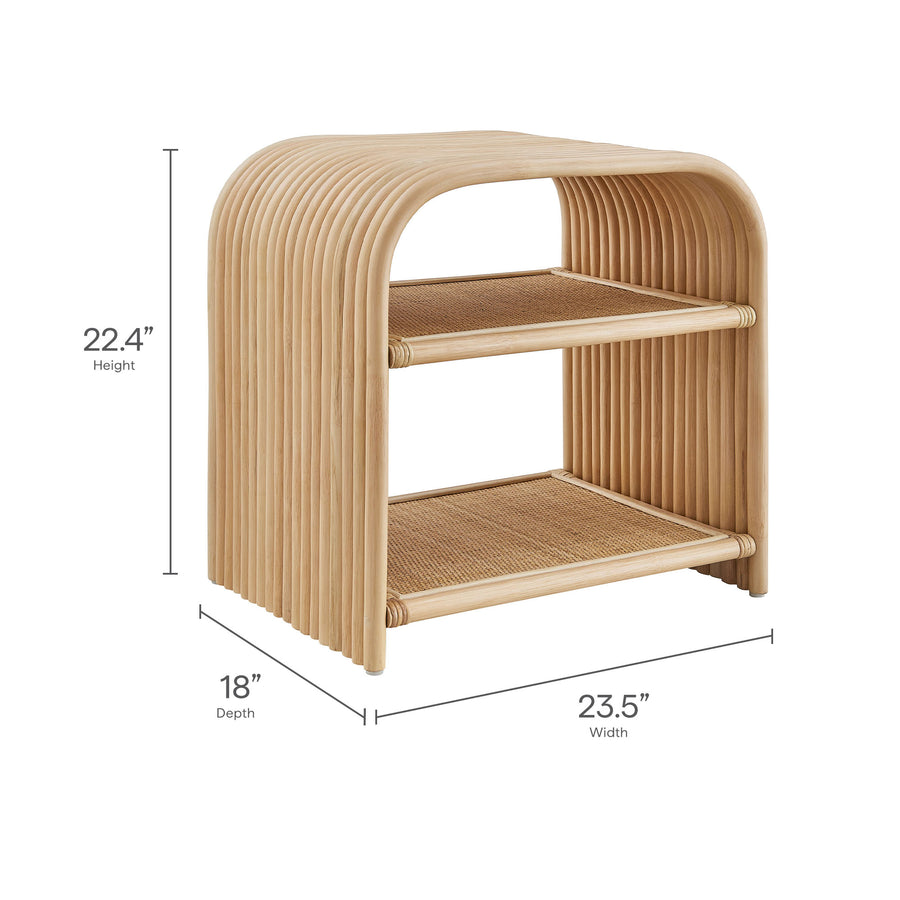 Isla Curved Natural Rattan Side Table in Natural