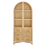 Valerian 71 Inch Tall Arched Natural Rattan Bookshelf in Natural