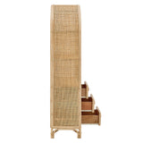 Valerian 71 Inch Tall Arched Natural Rattan Bookshelf in Natural