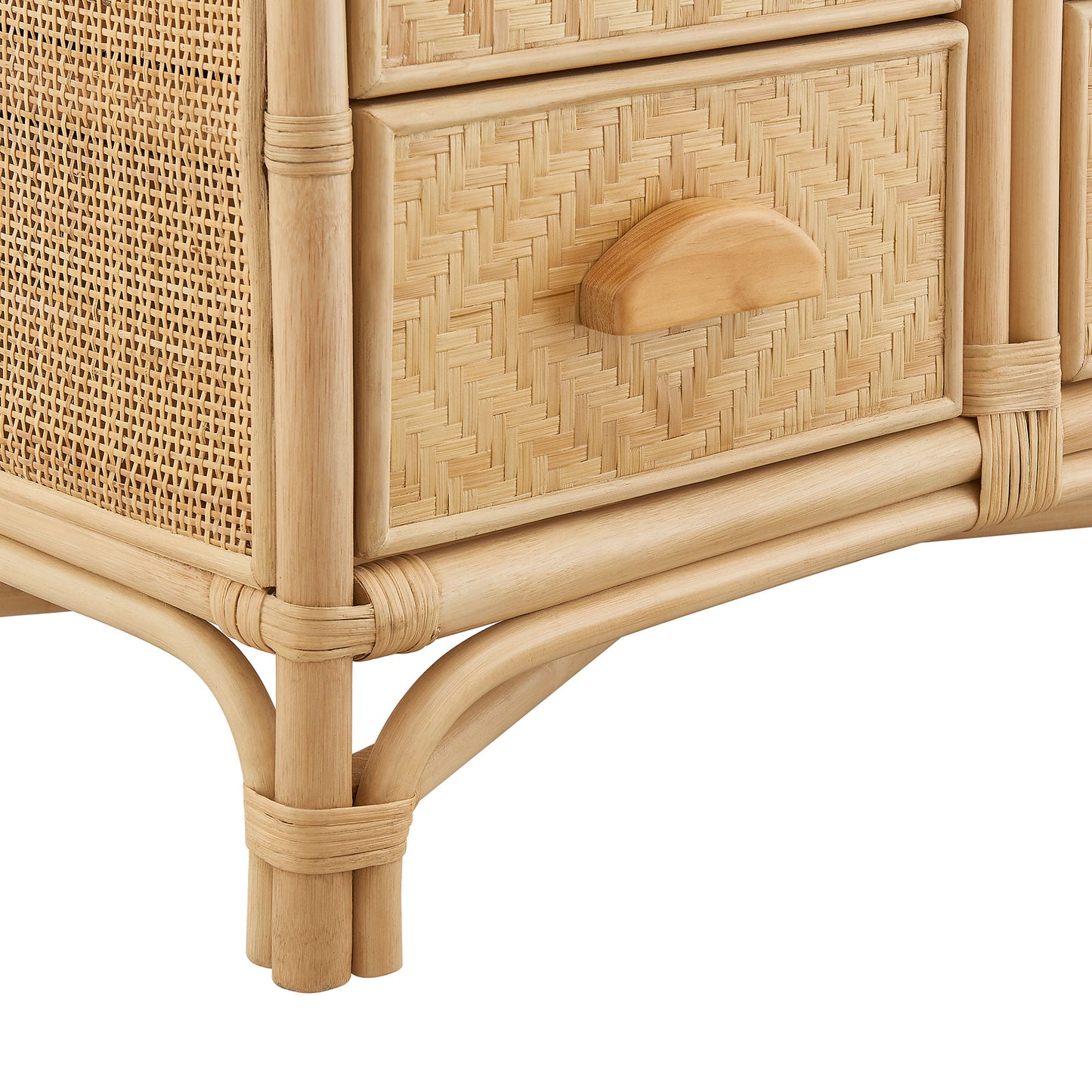 Valerian 71 Inch Tall Arched Natural Rattan Bookshelf in Natural