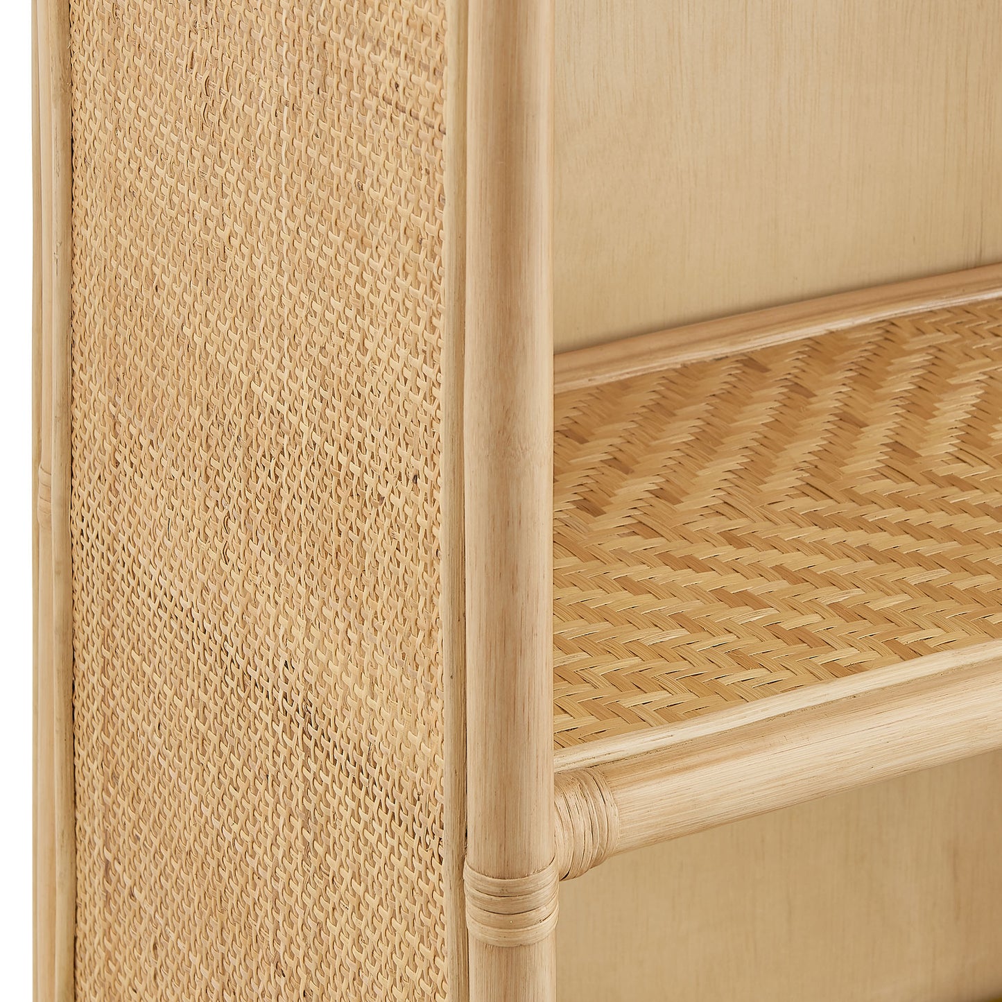 Valerian 71 Inch Tall Arched Natural Rattan Bookshelf in Natural