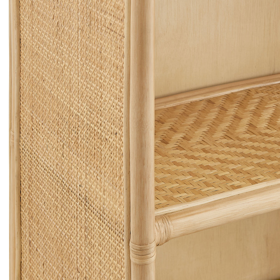 Valerian 71 Inch Tall Arched Natural Rattan Bookshelf in Natural