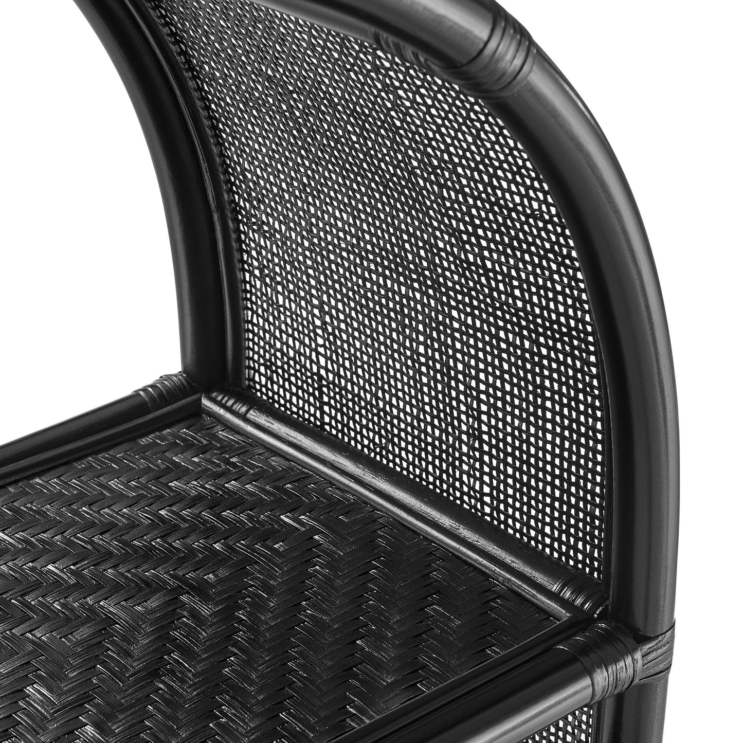 Mabli 67 Inch Tall Arched Natural Rattan Bookshelf in Black