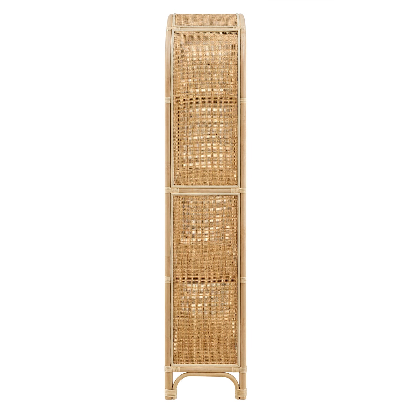 Mabli 67 Inch Tall Arched Natural Rattan Bookshelf in Natural