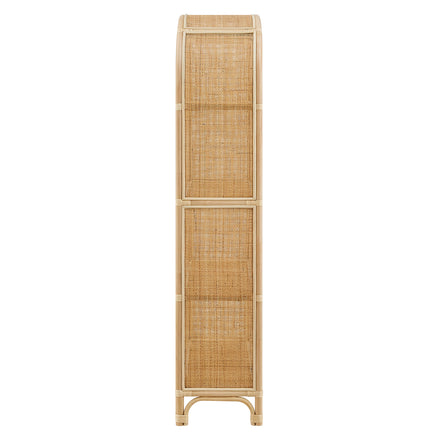 Celeste 67 Inch Tall Arched Natural Rattan Bookshelf in Natural