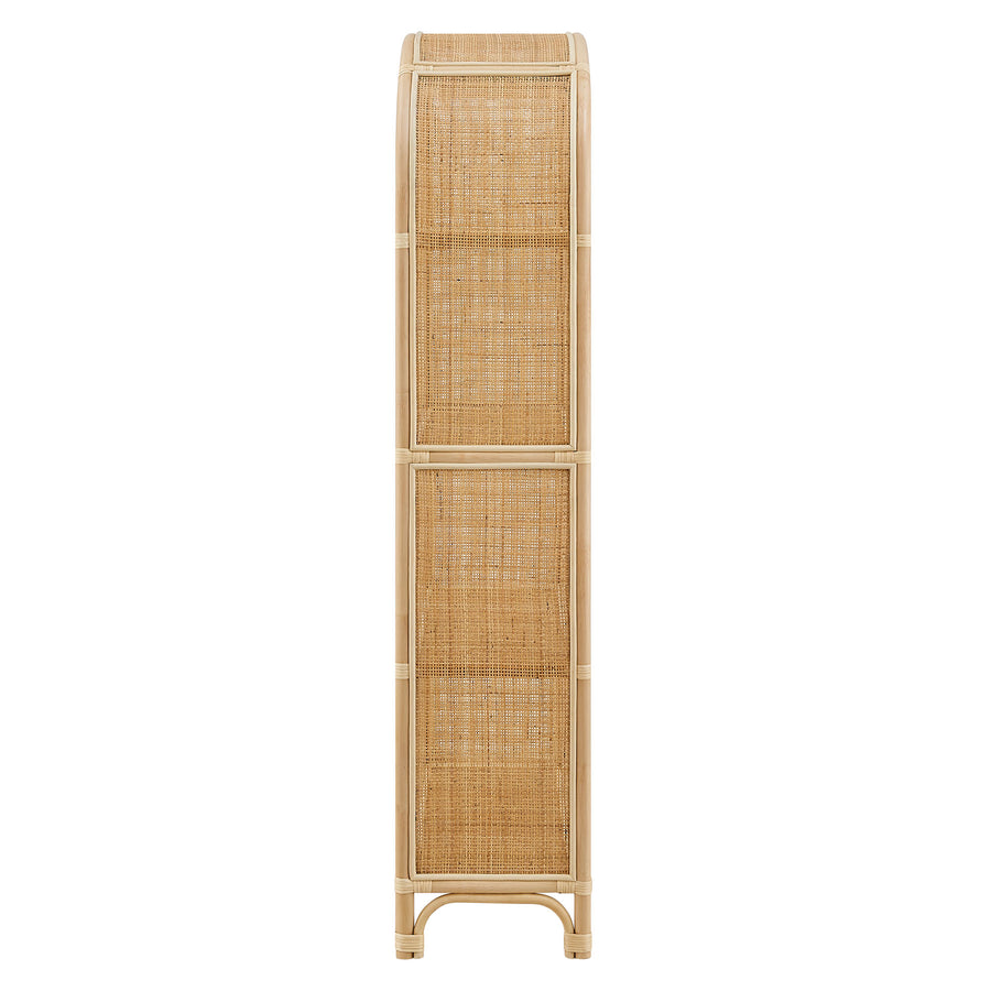 Mabli 67 Inch Tall Arched Natural Rattan Bookshelf in Natural