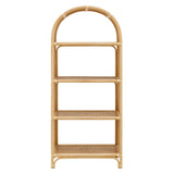 Mabli 67 Inch Tall Arched Natural Rattan Bookshelf in Natural