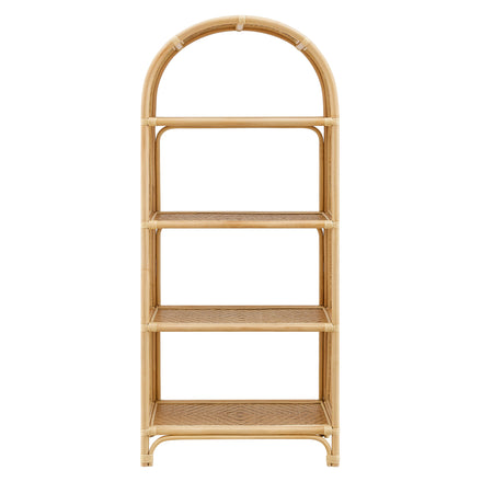 Celeste 67 Inch Tall Arched Natural Rattan Bookshelf in Natural