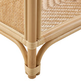 Mabli 67 Inch Tall Arched Natural Rattan Bookshelf in Natural