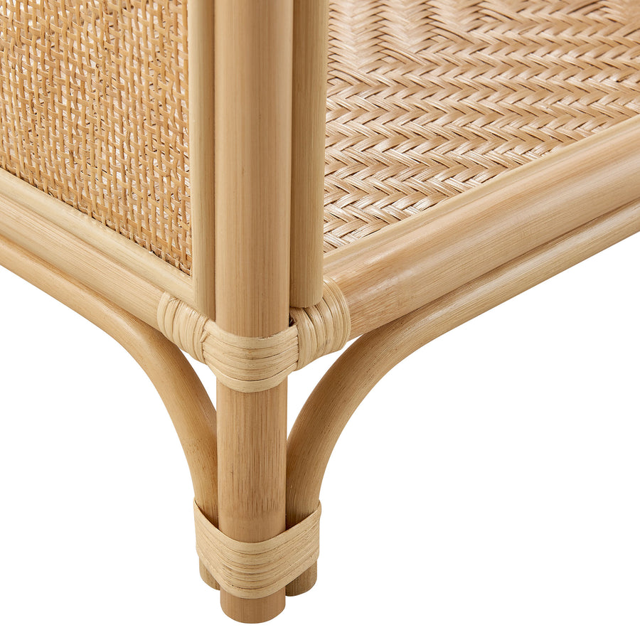 Mabli 67 Inch Tall Arched Natural Rattan Bookshelf in Natural