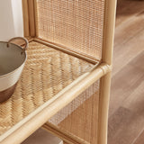 Mabli 67 Inch Tall Arched Natural Rattan Bookshelf in Natural