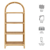 Mabli 67 Inch Tall Arched Natural Rattan Bookshelf in Natural