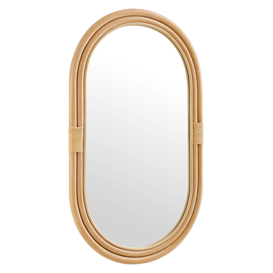 Ezra Oval Rattan Wall Mirror in Natural