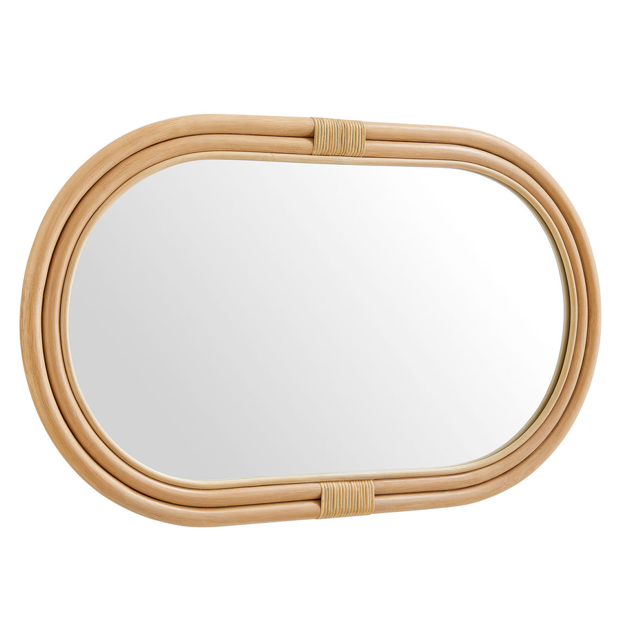 Ezra Oval Rattan Wall Mirror in Natural